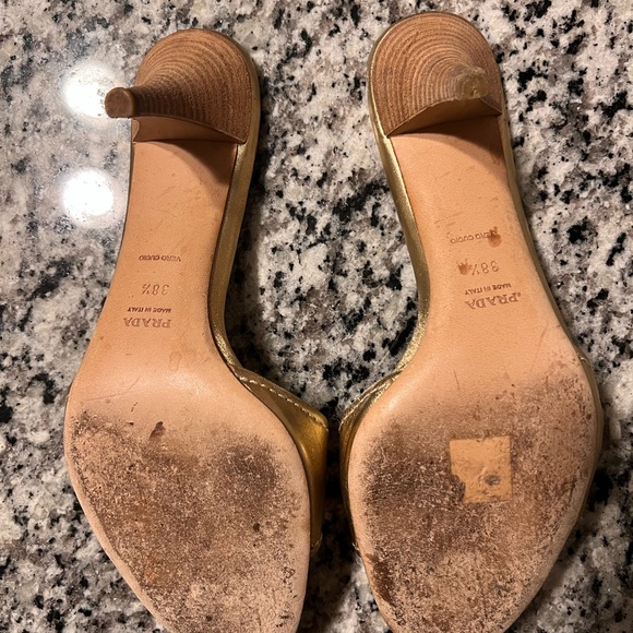 Prada Gold Leather Slide Sandals - Size 38.5 ( US 8.5) - Picture 3 of 6